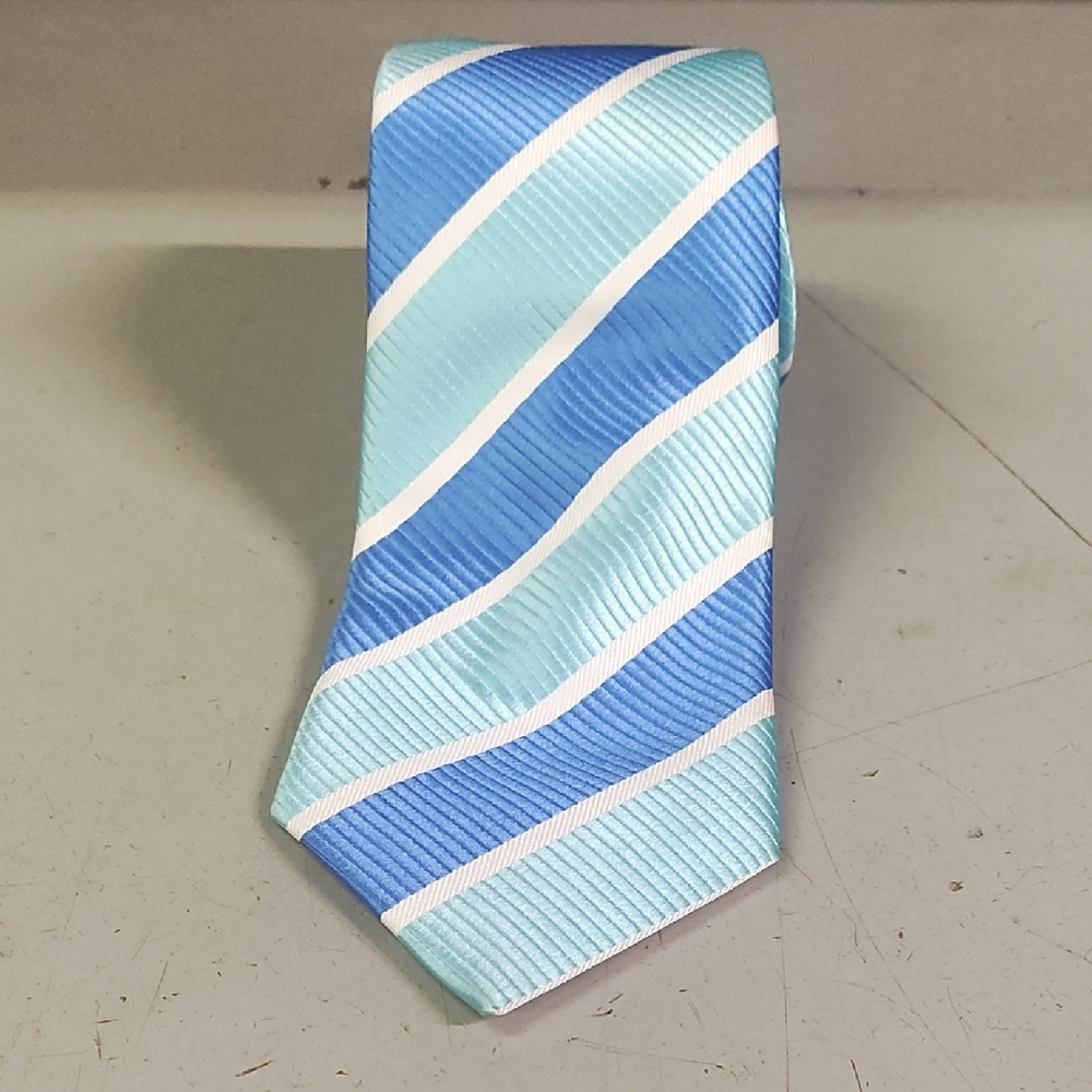 Elegant Blue and White Striped Silk Ties